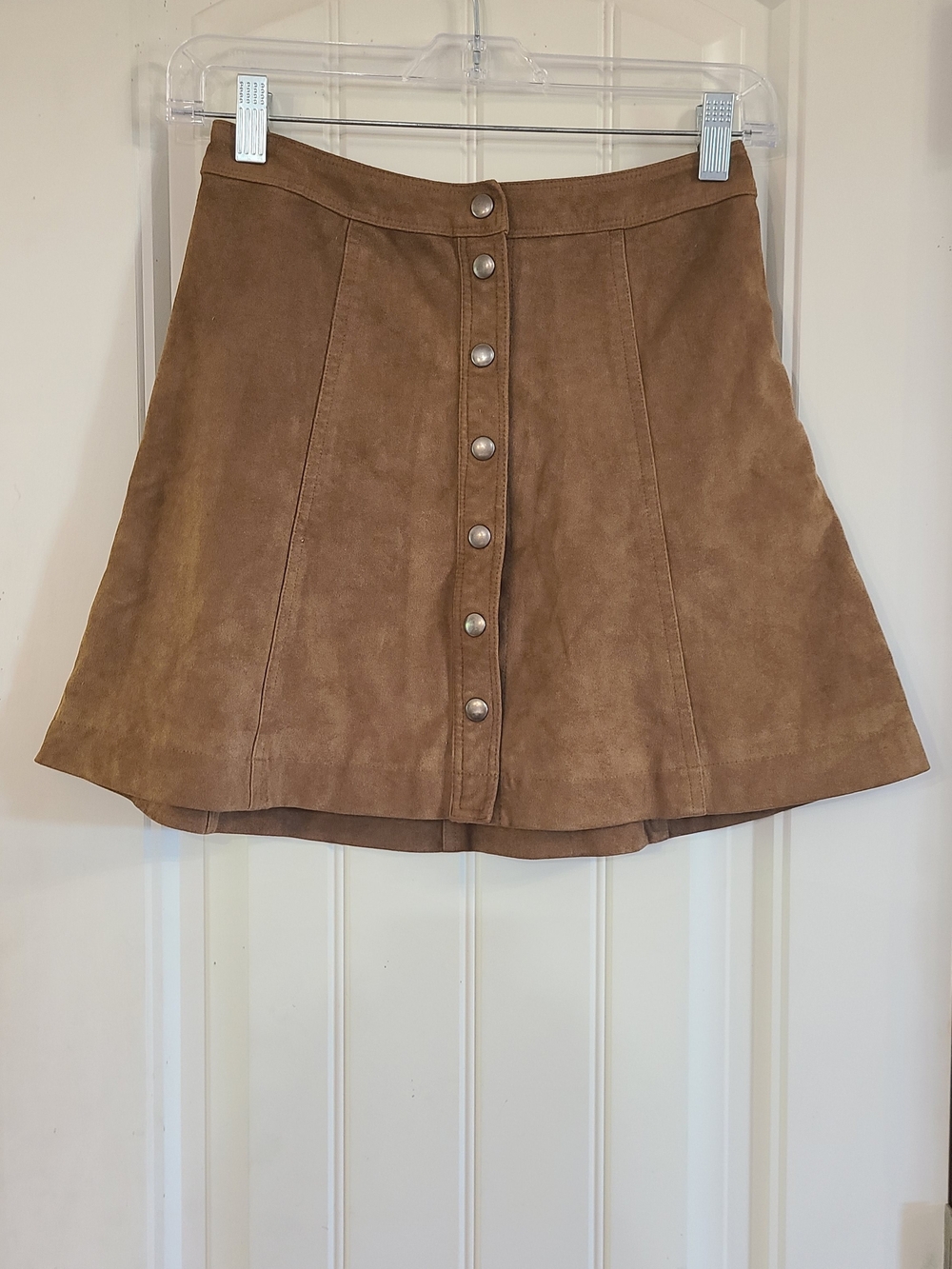 Abercrombie & Fitch Brown Suede-Look Button Front A-line Skirt Size 00